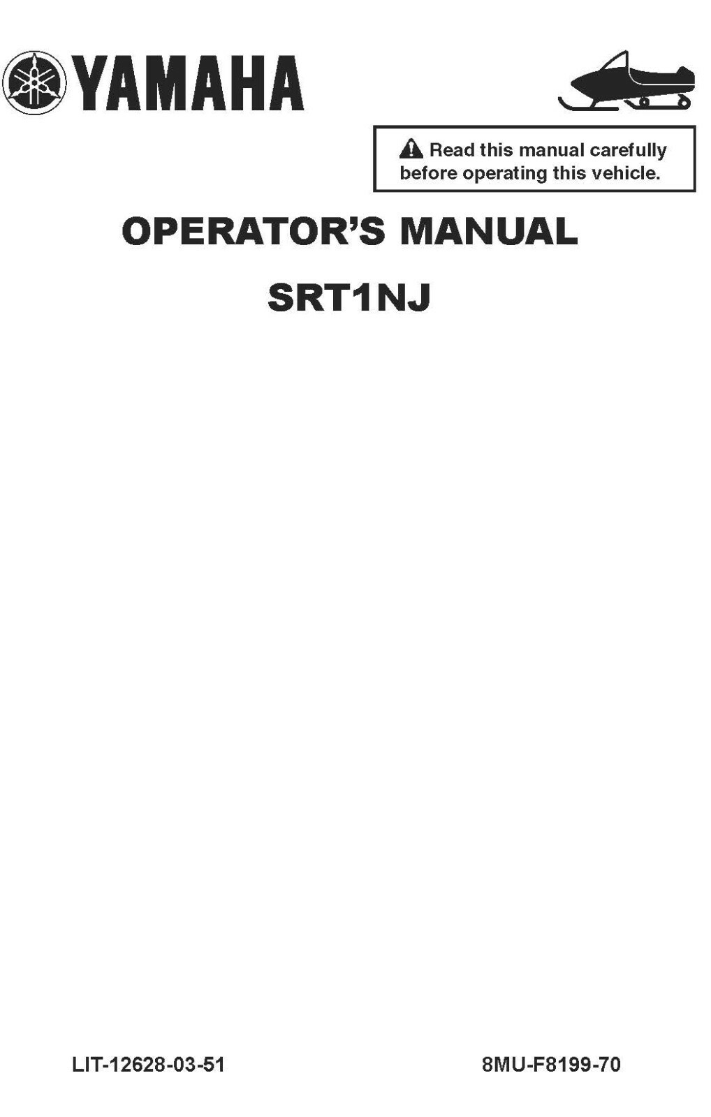 Yamaha Snowmobile Owners Manual Book 2018 SR VENTURE SRT1NJ