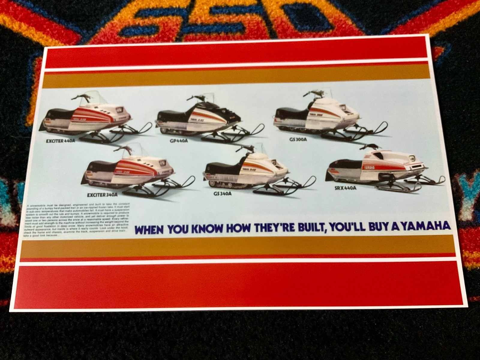 🏁 ‘77 YAMAHA Snowmobile full lineup Poster vintage sled SRX Exciter (BUILT) 🔴⚪