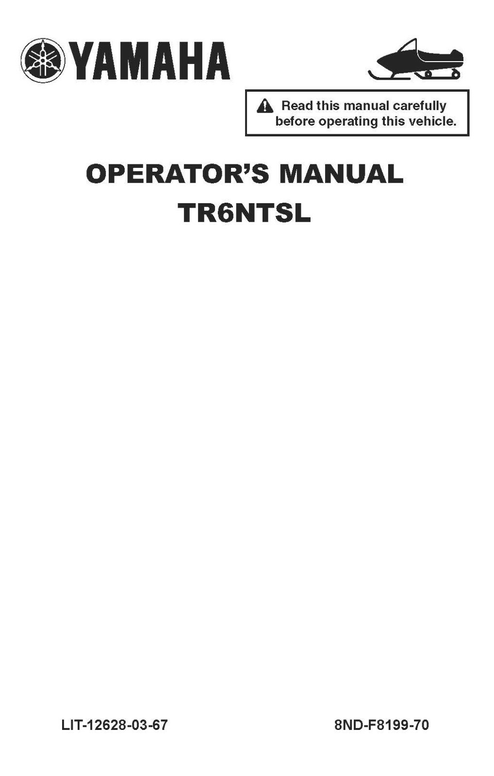 Yamaha Snowmobile Owners Manual Book 2020 Transporter 600 TR6NTSL