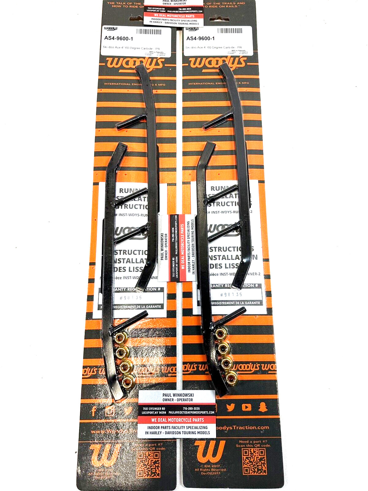 2 PACK – Woodys 4″ Carbides ACE Flat Top Runners Ski-Doo 2006-2024 – AS4-9600