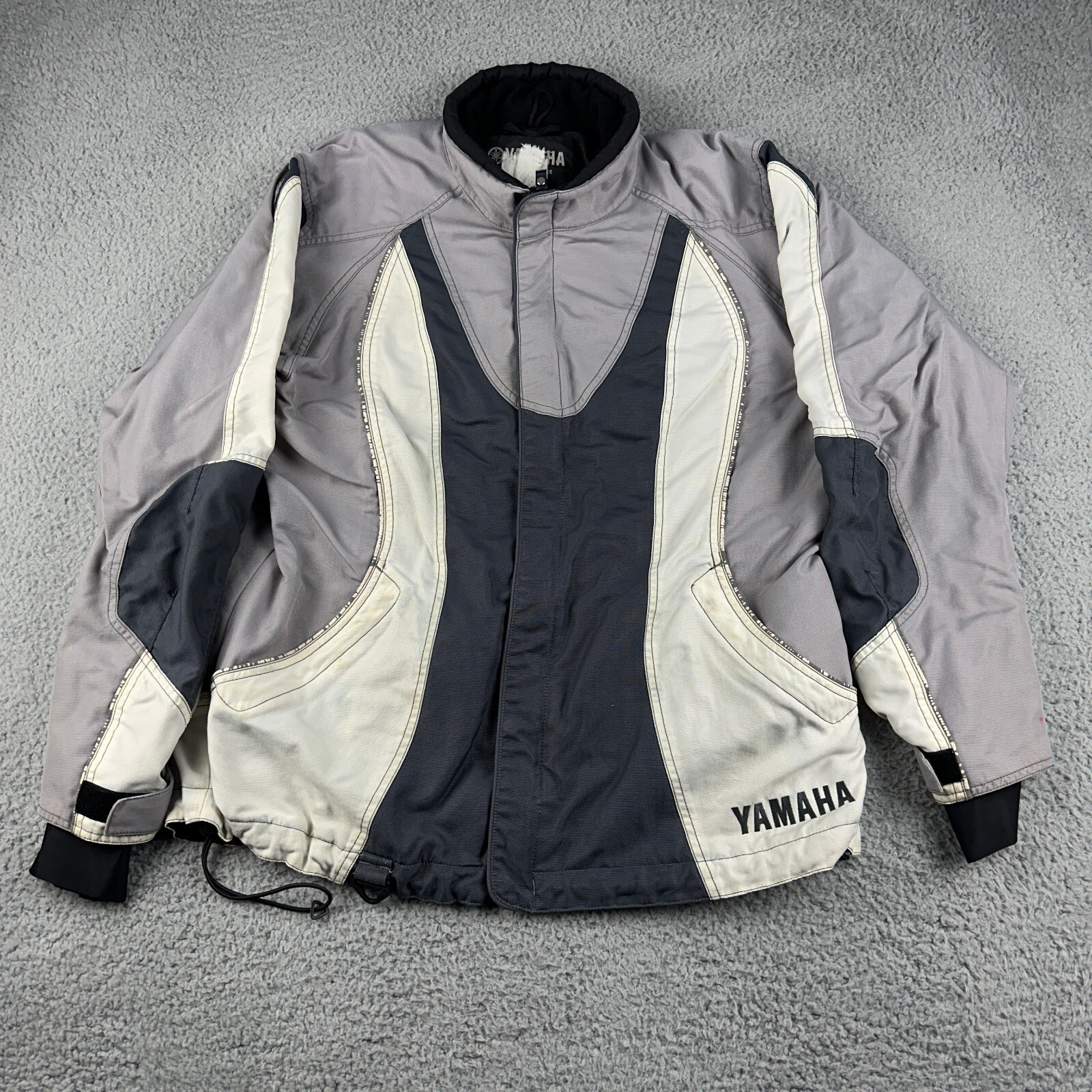 Yamaha Snowmobile Jacket Womens XL Gray White Lattitude Riding Coat Distressed