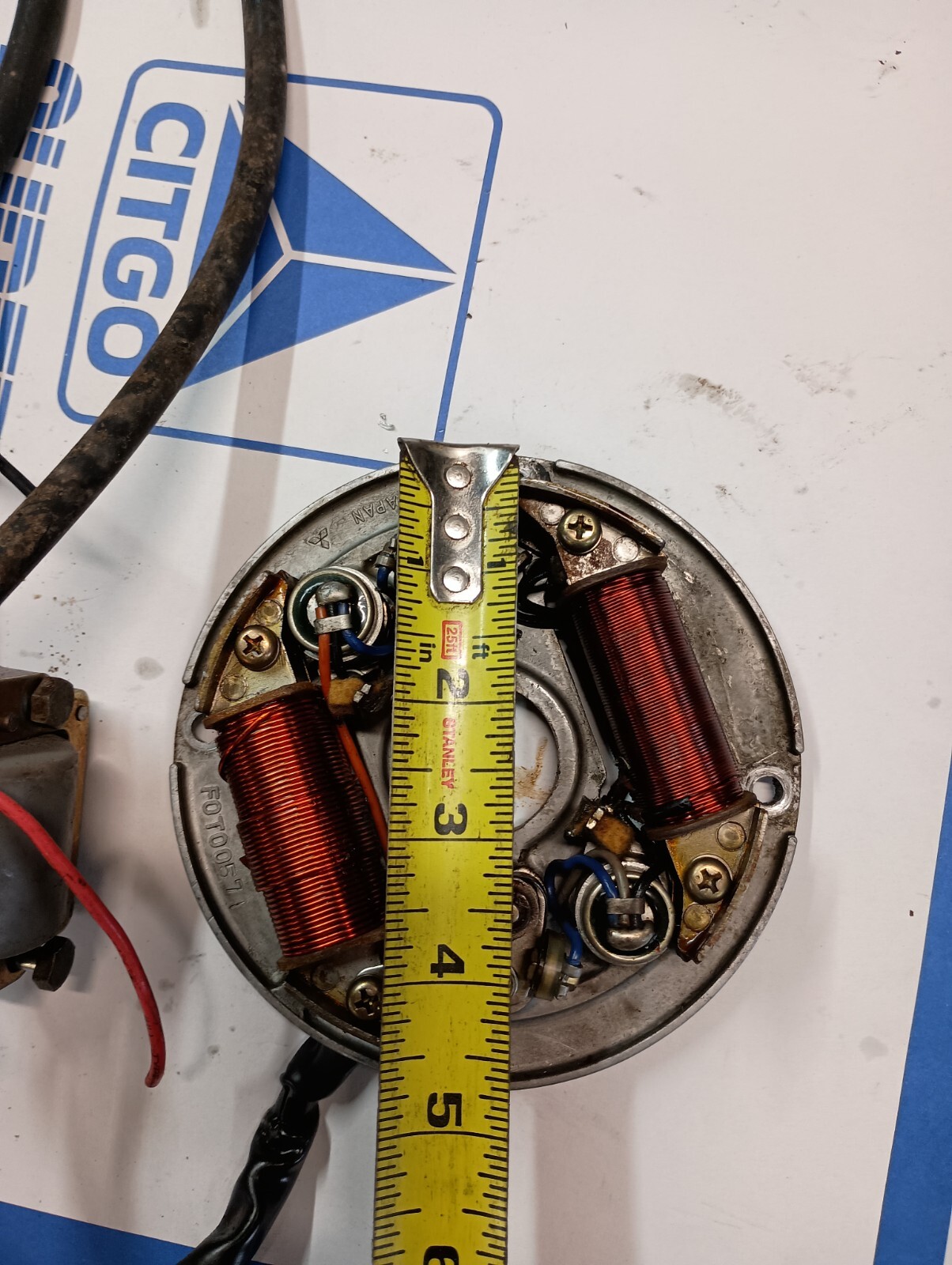 Vintage Yamaha Snowmobile Point Plate With Matching Flywheel And Ignition Coils