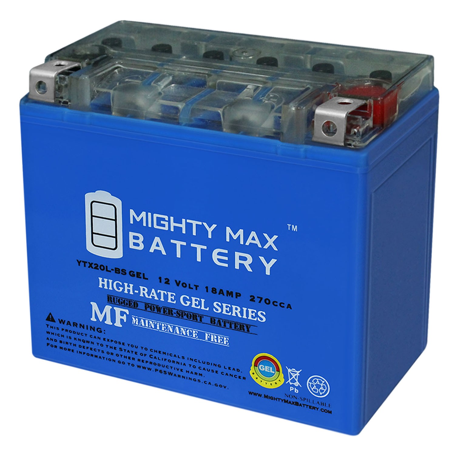 Mighty Max YTX20L-BS GEL Battery Replacement for Jet Ski Snowmobile 4015961