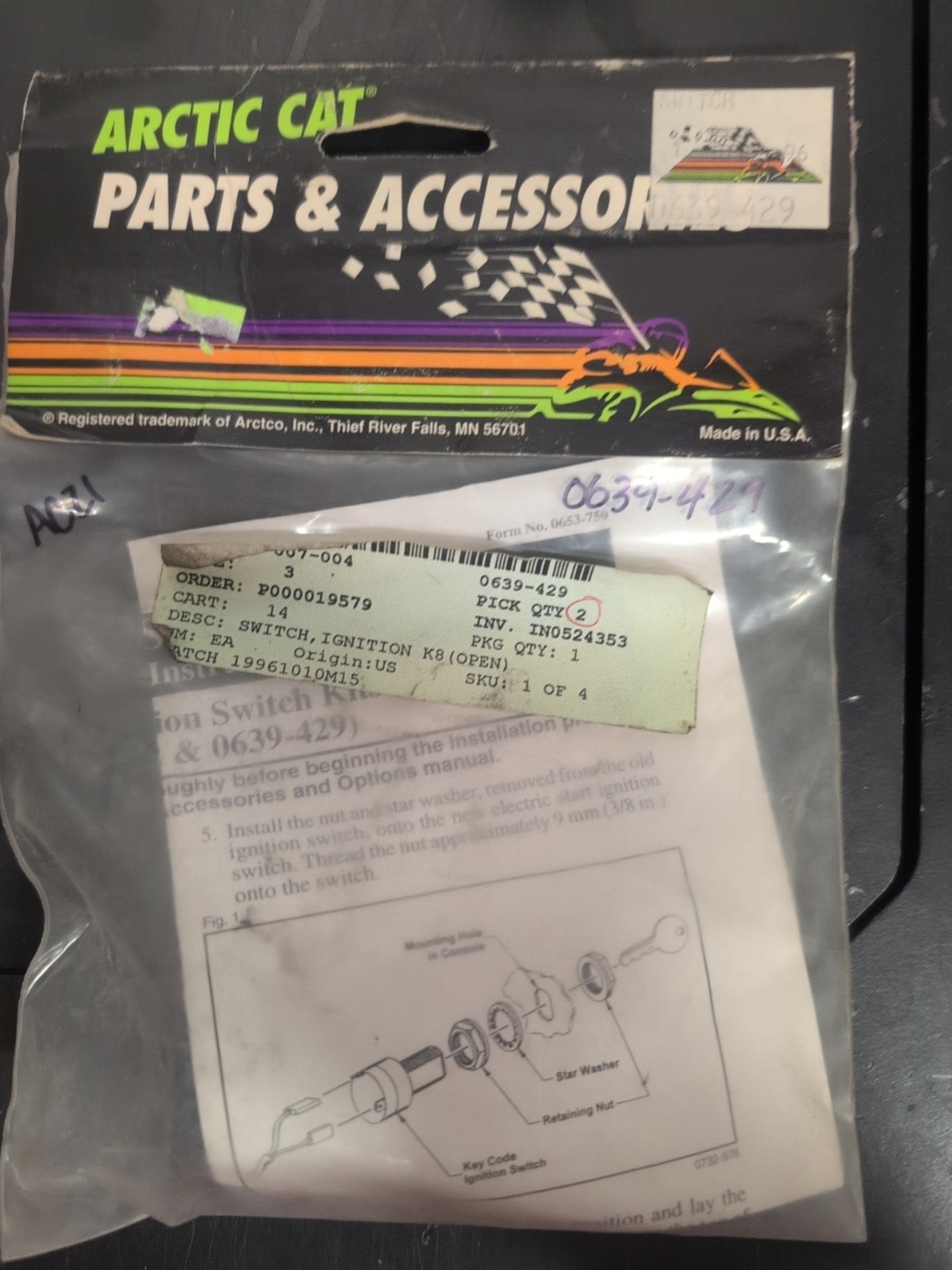 Artic Cat 0639-429 NOS Ignition Switch AC21