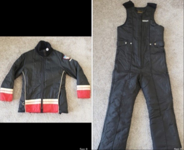 Vintage Yamaha Snowmobile Jacket & Bibs Womens Small Medium Black Red White USA
