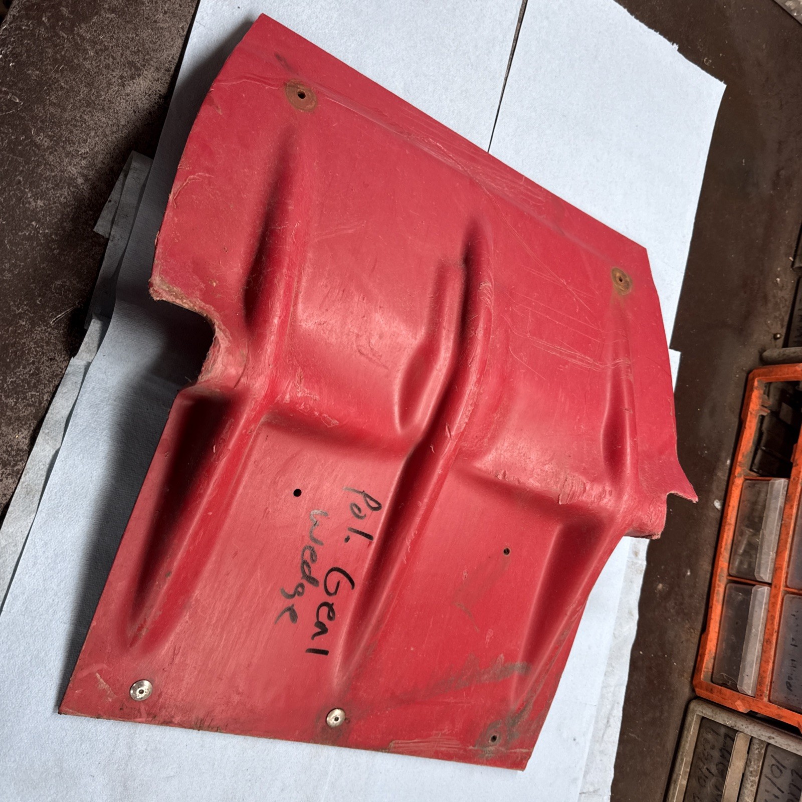 1990’s Polaris Snowmobile Gen 1 Wedge Hole shot Red Skid Plate