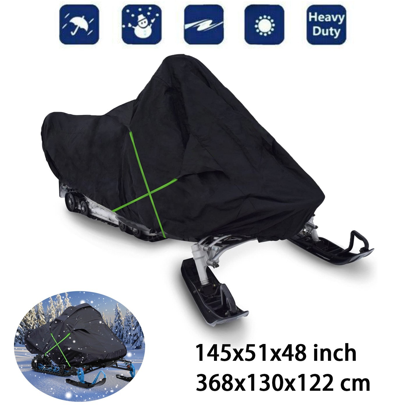 Black Snowmobile Cover Snowsled Protection For Polaris Ski-Doo Arctic Cat Yamaha