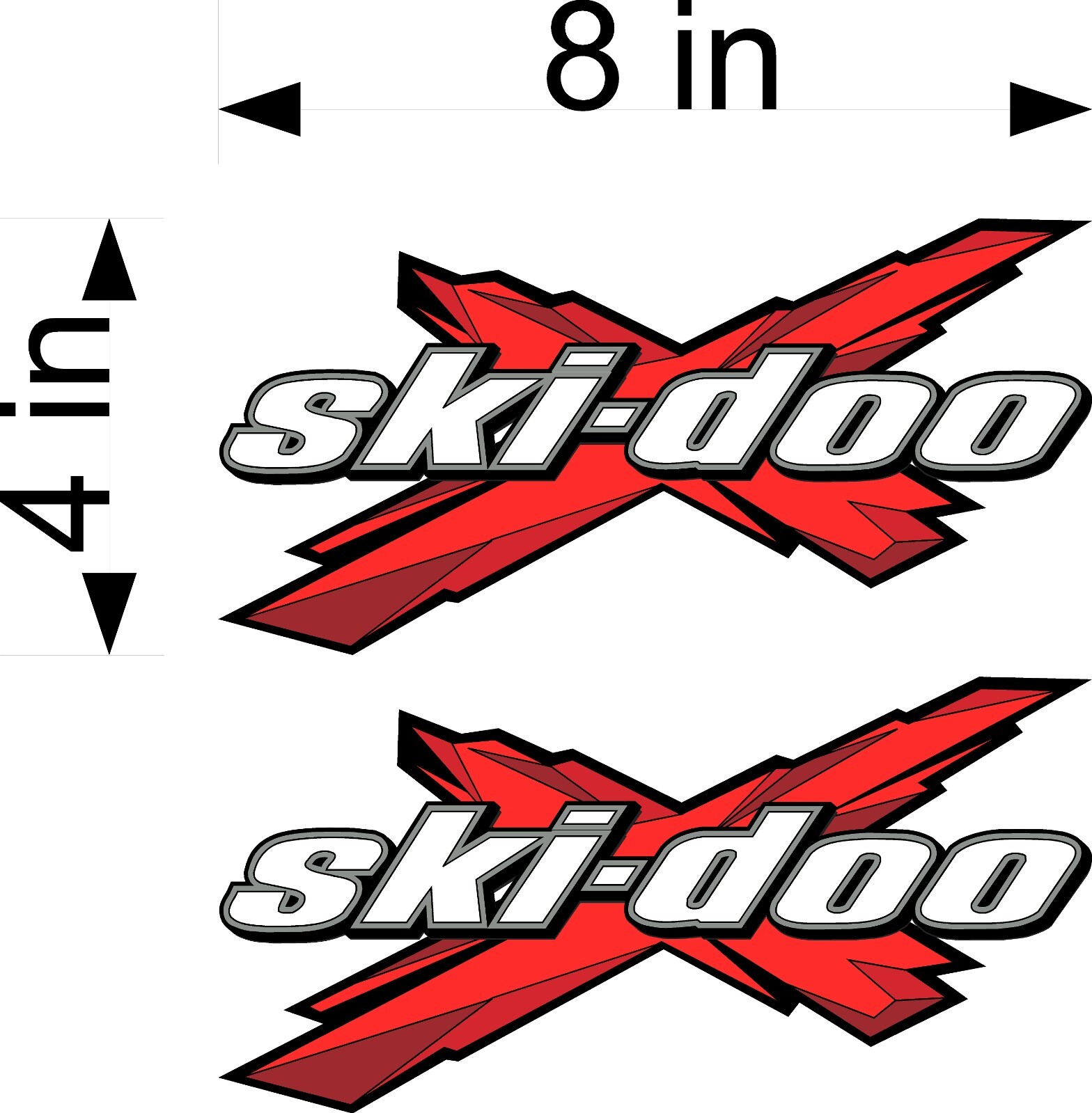 SKI-DOO X decal pair / Red /  Vinyl stickers / Snowmobile graphic
