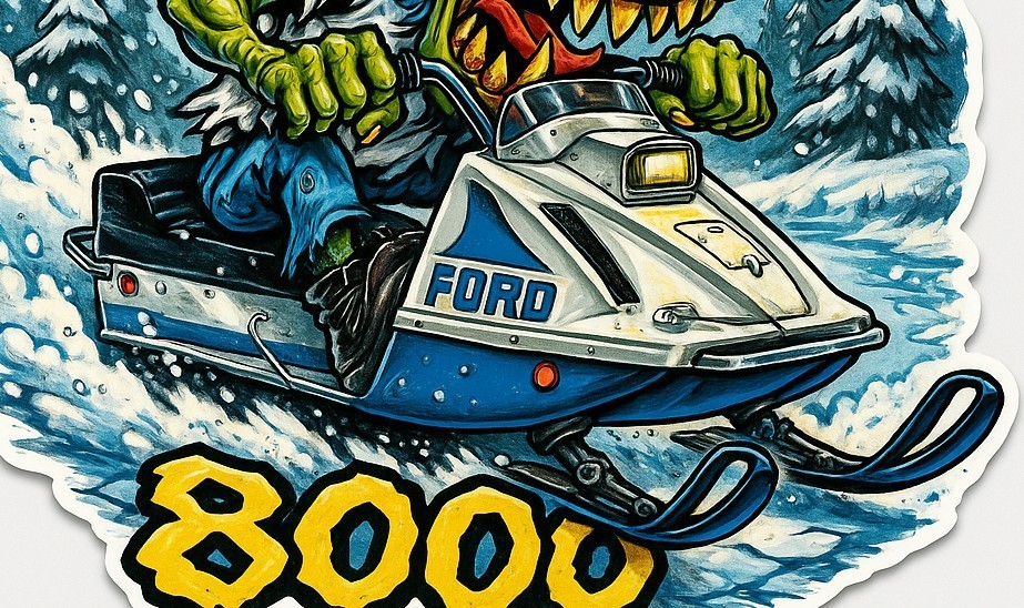 Ford 8000 Prototype Snowmobile Vinyl Sticker 9x9cm
