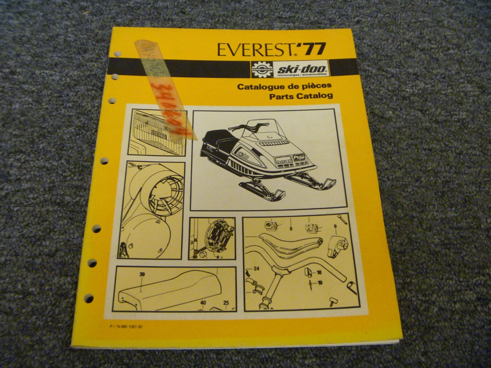 1977 Ski-Doo Everest 340 440 Snowmobile Parts Catalog Manual