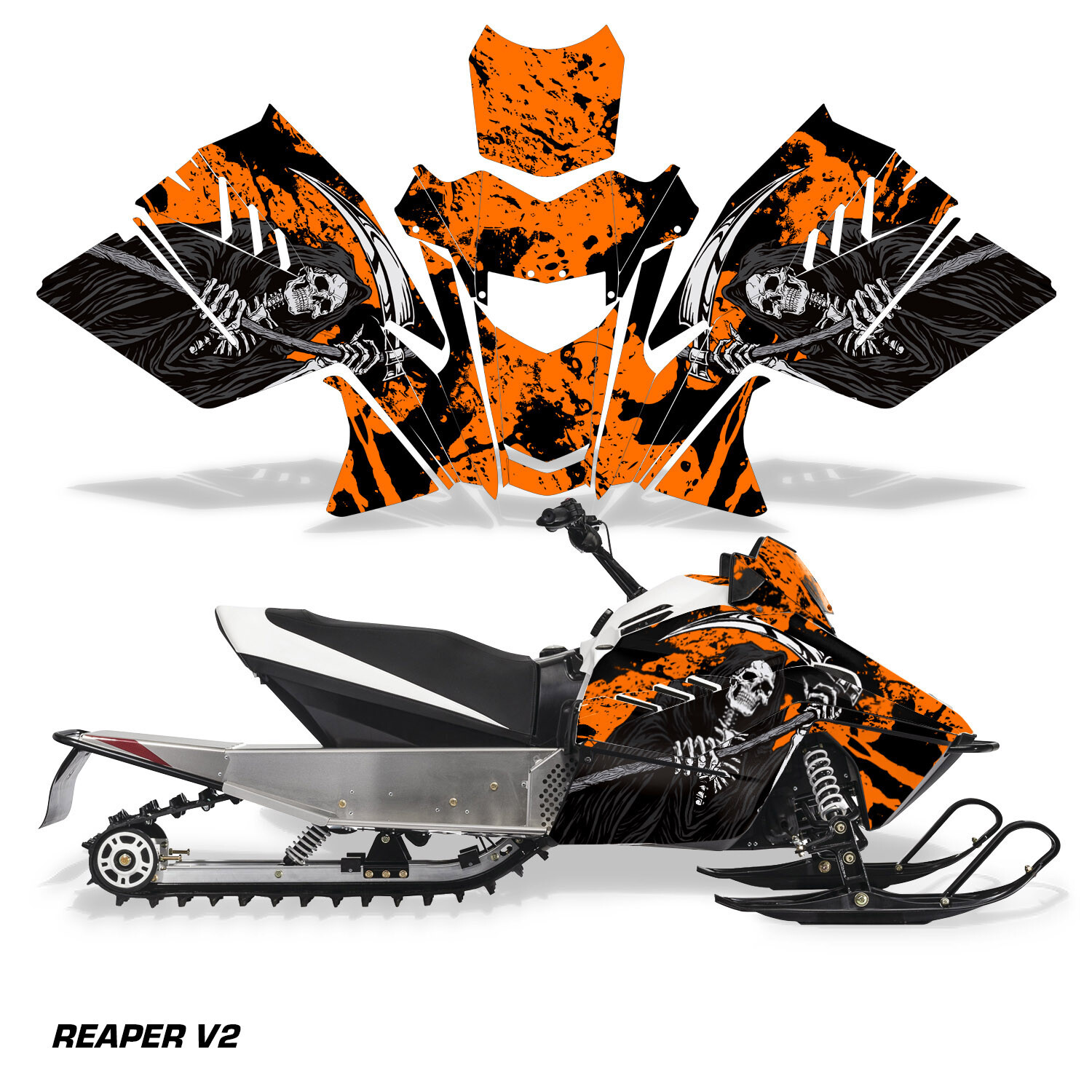 Snowmobile Graphics kit Sled Decal for Arctic Cat ZR200 2018-Up Reaper V2 Orange