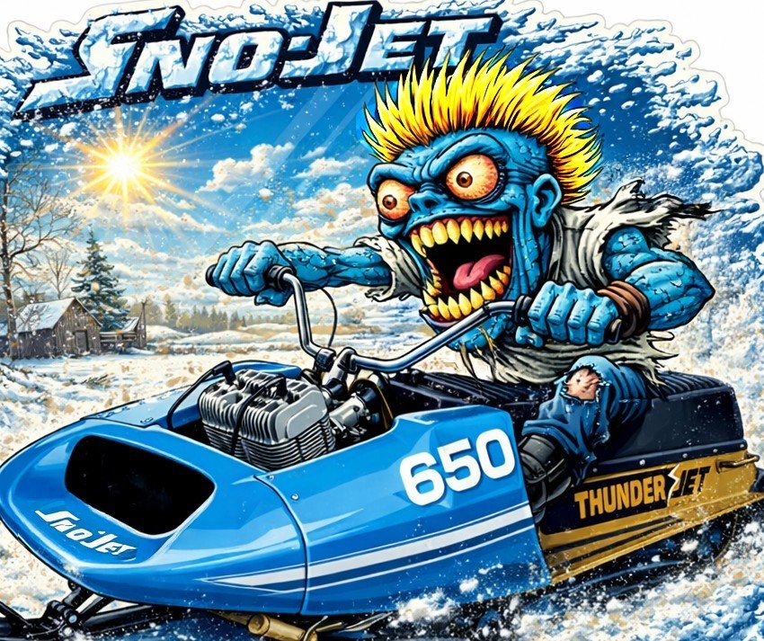 Sno-Jet Thunderjet 650 Snowmobile Vinyl Sticker 9x9cm Die Cut Monsters 2/36