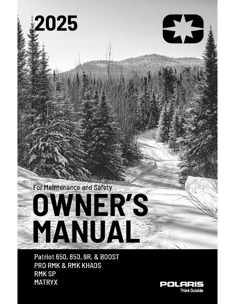 Polaris Snowmobile Owners Manual Book Guide 2025 Patriot Boost RMK Khaos 155