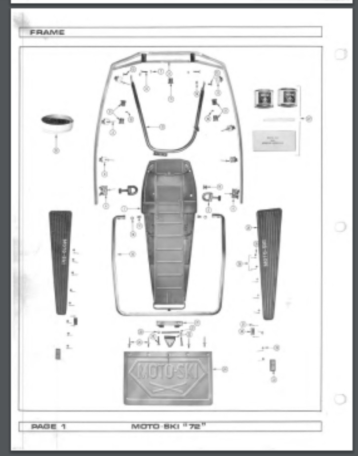 1972 Moto-Ski SNOWMOBILE Parts Manual Catalog book 40 pages