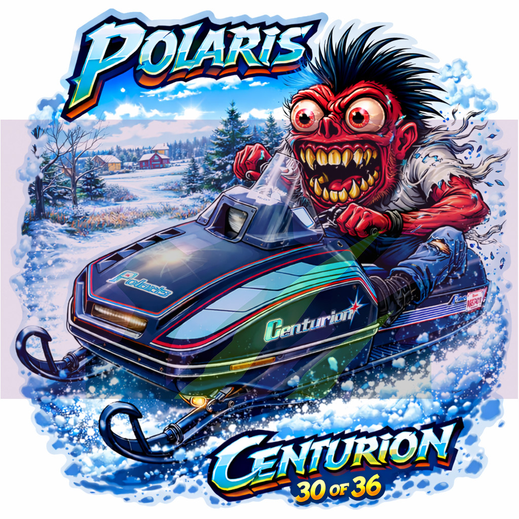 Polaris Centurion Vintage Snowmobile Vinyl Sticker 9x9cm 30 of 36