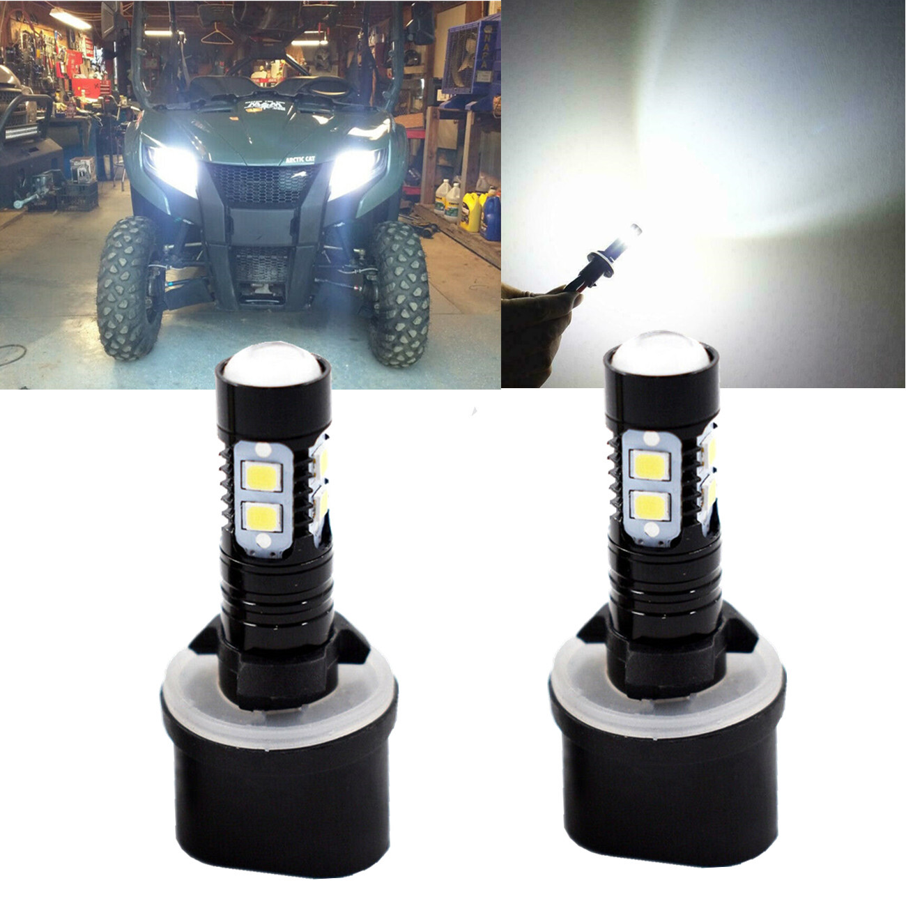 880 890 893 White LED Bulbs Headlight High Low Beam For Artic Cat 250 300 500