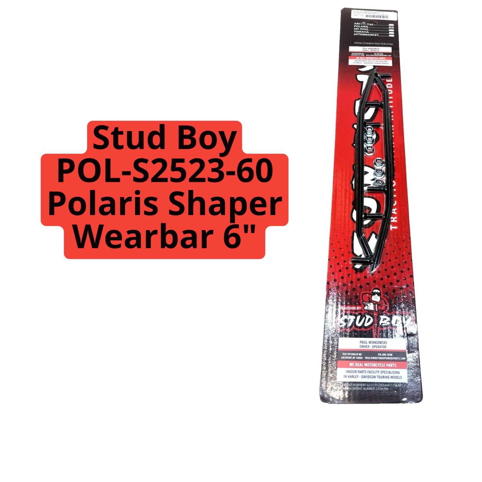 Stud Boy 6″ Shaper Carbide Wear Bars POL-S2523-60 Polaris 2013-2026 PAIR NEW