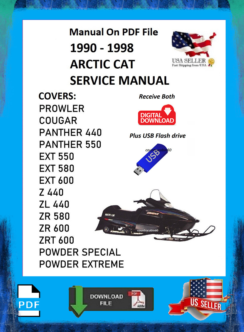 Artic Cat 1990 thru 1998 Models Snowmobile Shop Service Manual