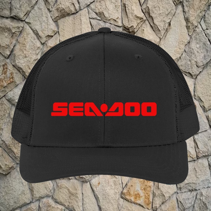 Sea Doo Ski Snowmobile Black Trucker Hat Cap Adult Size