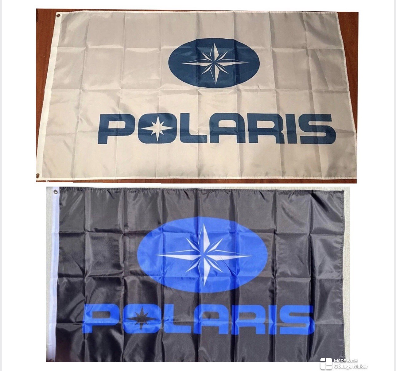 Set (lot) Of 2 Polaris Flag 3X5 Feet Black Man Cave Garage Off Road Snowmobile