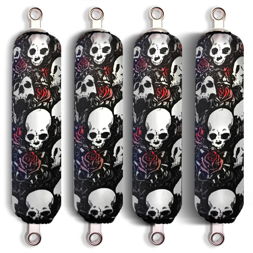 Black Skull Shock Covers Arctic Cat 366 400 425 450 500 550 650 700 950 (Set 4)