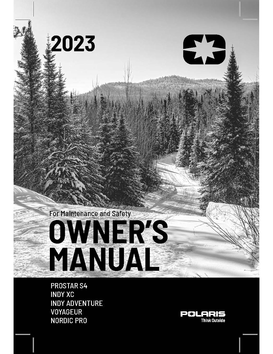 Polaris Snowmobile Owners Manual 2023 Matryx ProStar S4 Indy Adventure X2