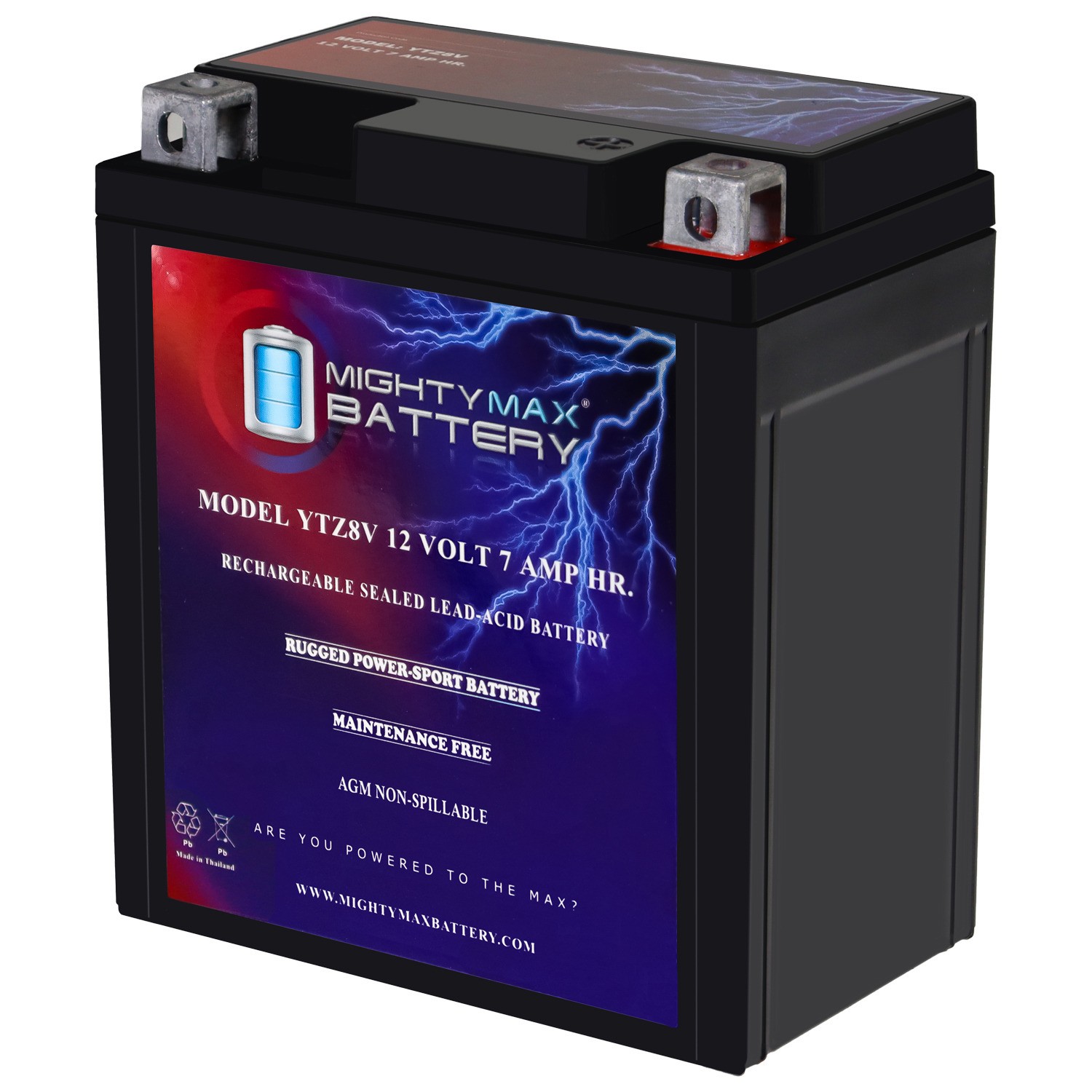 Mighty Max YTZ8V 12V, 7Ah, AGM, Battery Replaces Yamaha CZD300 XMAX Scooter 21